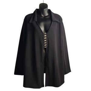 Pia U.S.A. Womens Black Top Jacket Collar Pullover Stretch Vintage Plus Size 3X